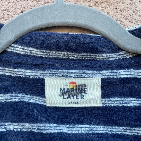 MARINE LAYER NWOT Navy Striped Terry Up Textured Nautical Romper - Picture 11 of 12
